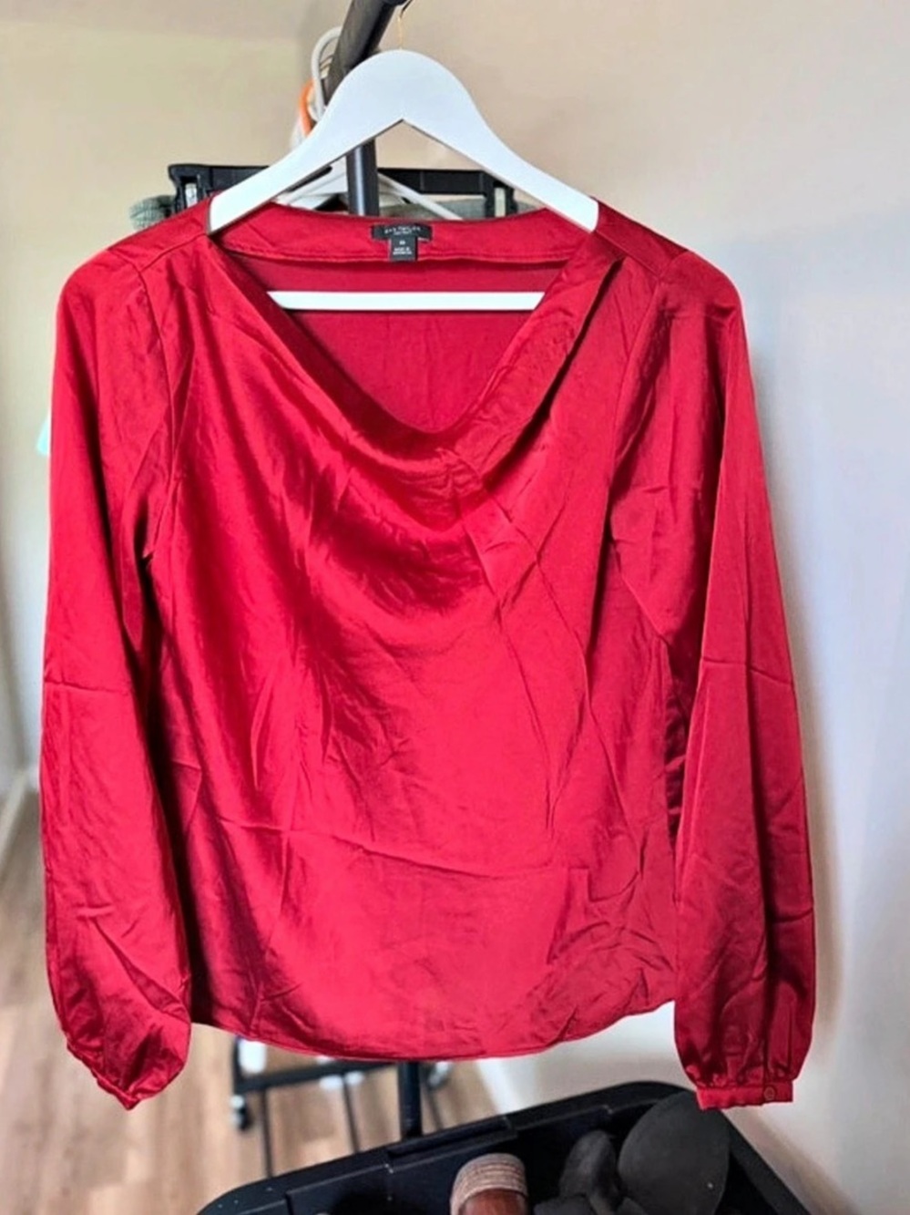 Ann Taylor Draped Neck Blouse in Red Size XS